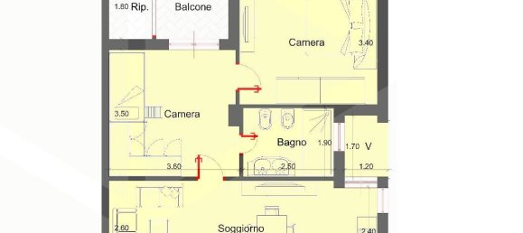 Apartamento de 2 divisões em Modugno, Italy N.º 33845 2