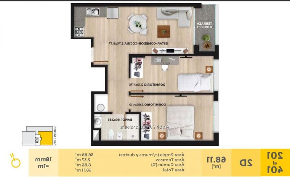 2 Schlafzimmer Wohnung in Montevideo, Uruguay, Nr. 7432