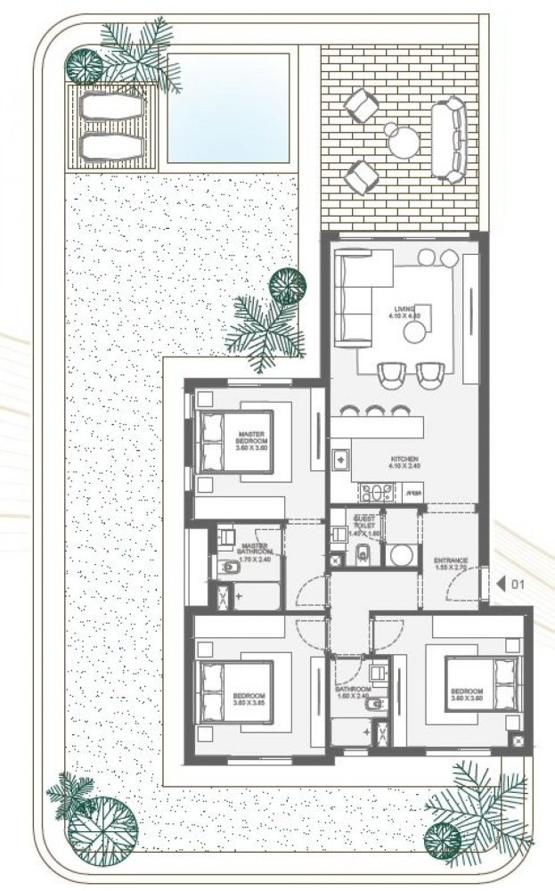 Кондоминиум  с 3 спальнями в Красное Море, Египет № 2106