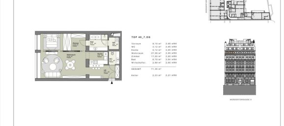 Квартира с 2 комнатами в Вена, Австрия № 95500 9