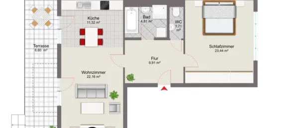 Квартира с 1 спальней в Мюнхен, Германия № 200325 12