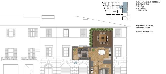 2 rooms Apartment in Florence, Italy No. 44480 3