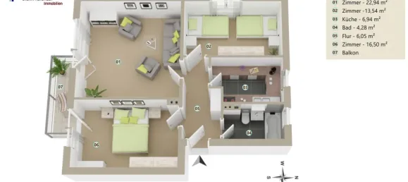 2 Schlafzimmer Wohnung in Wiesbaden, Germany, Nr. 16850 2