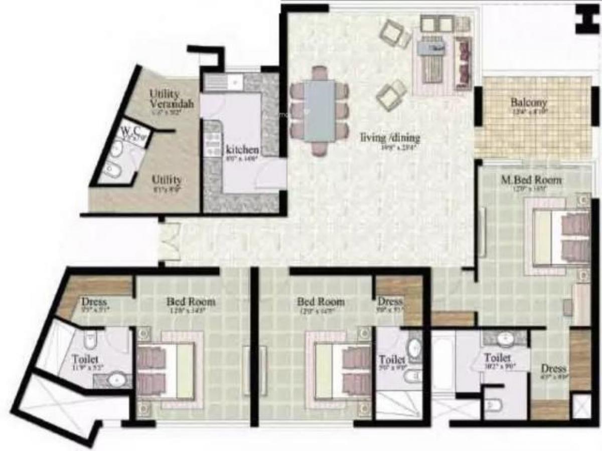 3 غرف نوم منزل في Noida, India رقم 17632