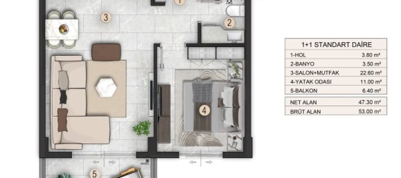 Wohnung 1+1 in Gazipasa, Turkey, Nr. 22806 20