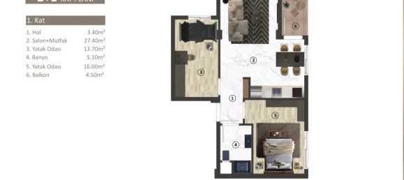 Apartamento 2+1 em Antalya, Turkey N.º 21541 6