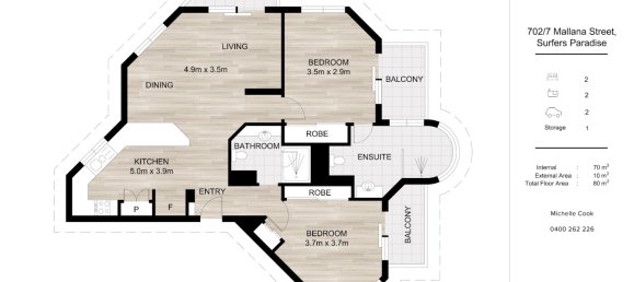 2 chambres Appartement à Surfers Paradise, Australia No. 741 27