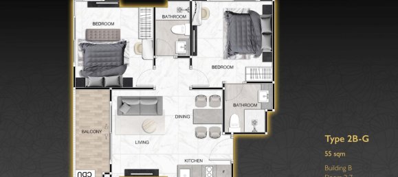 2 dormitorios apartamento en venta en Pattaya, Chonburi, Eastern Thailand, Thailand № 32789 4
