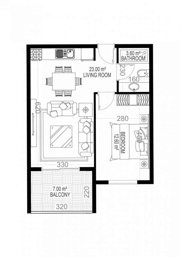 Квартира 1+1 в Yekta Sungate Residence, Газипаша, Турция № 35435 1