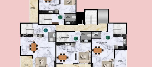 Пентхаус 2+1 в Газипаша, Турция № 22851 12