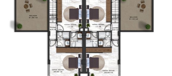 Вилла 3+1 в Инджекум, Турция № 12798 14