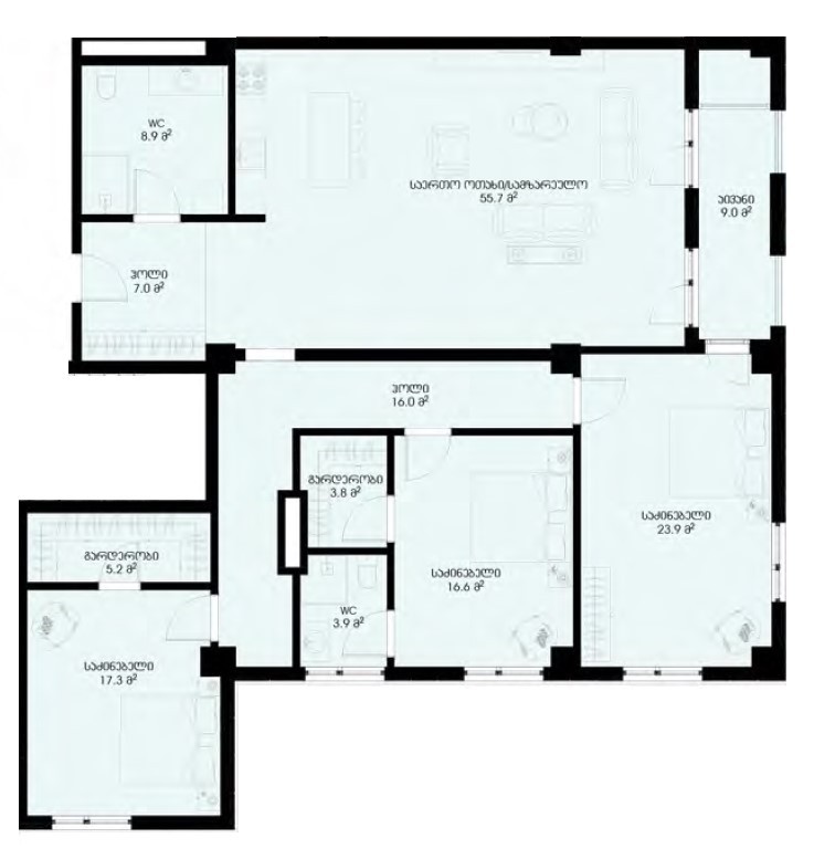 3 Schlafzimmer Wohnung in Tiflis, Georgia, Nr. 1311