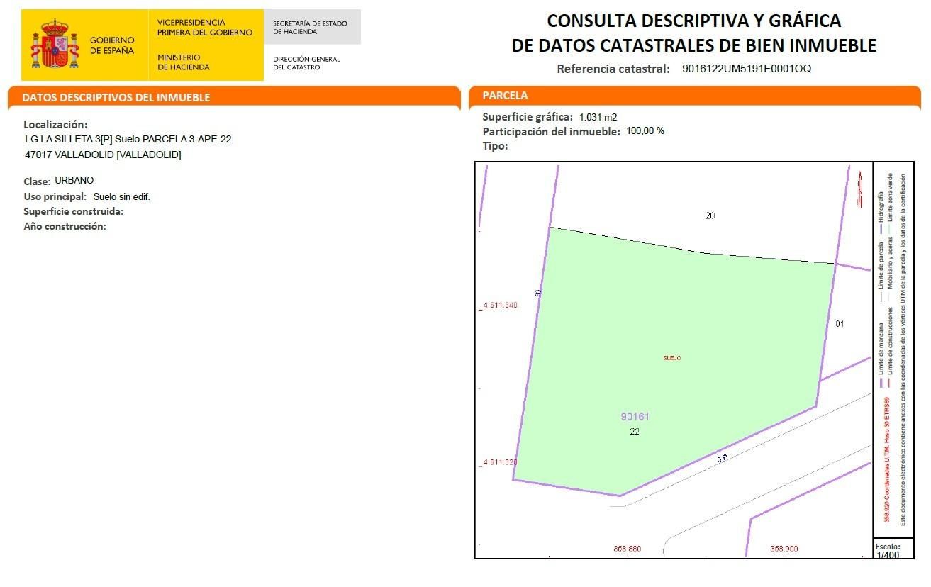 Grundstück in Valladolid, Spain 1025m², Nr. 154121