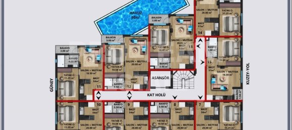 Квартира с 2 комнатами в Муратпаша, Турция № 31696 18