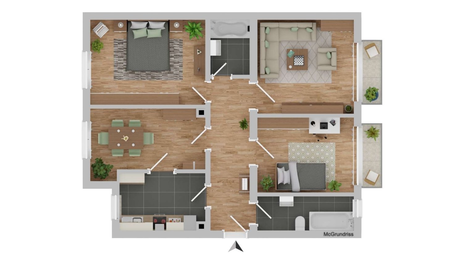 Квартира с 3 спальнями в Мангейм, Германия № 264725