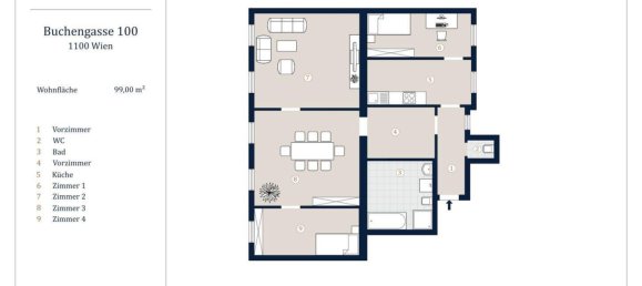 3 rooms Apartment in Favoriten, Austria No. 73458 7