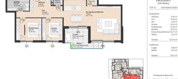 3غرفة شقة في Modling, Austria رقم 94165 9