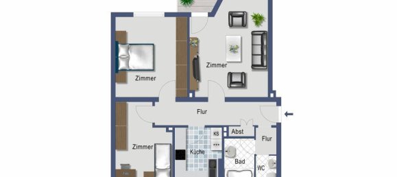 Квартира с 2 спальнями в Эссен, Германия № 107323 2