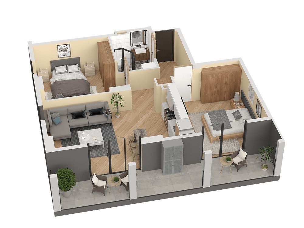 Квартира с 2 спальнями в Тбилиси, Грузия № 1359