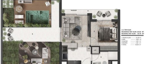 Квартира 1+1 в Анталья, Турция № 21436 14