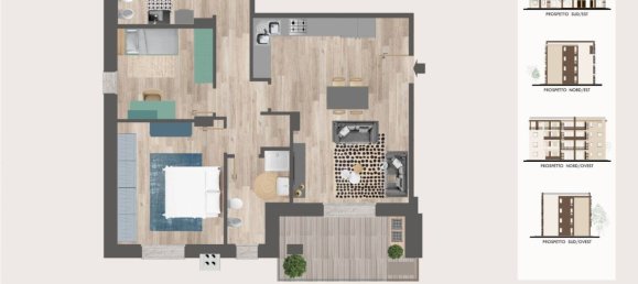 Квартира с 2 спальнями в Римини, Италия № 73482 3