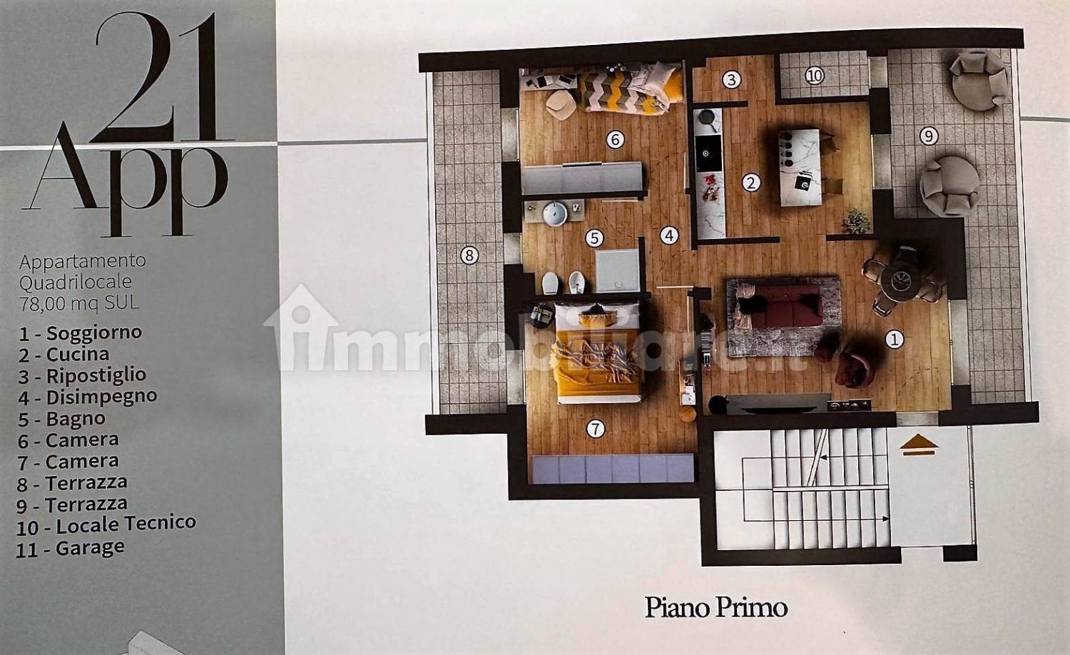 Квартира с 2 спальнями в Кампи Бизенцио, Италия № 9864