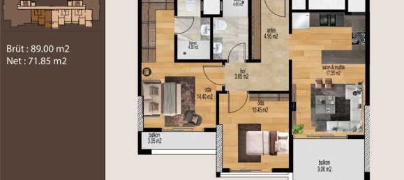 2-Zimmer Wohnung in Mersin, Turkey, Nr. 30397 13