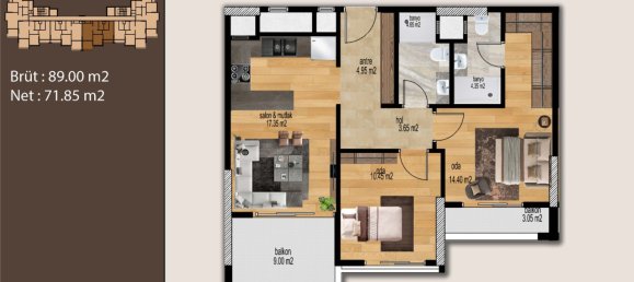 2-Zimmer Wohnung in Mersin, Turkey, Nr. 30397 11