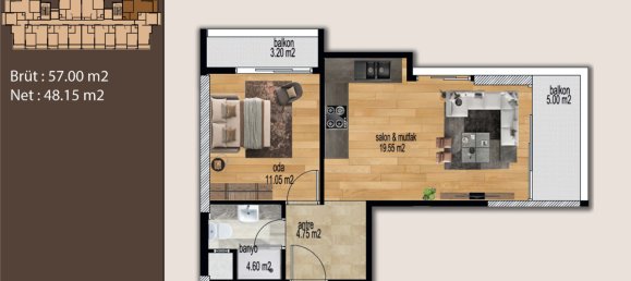 2-Zimmer Wohnung in Mersin, Turkey, Nr. 30397 12