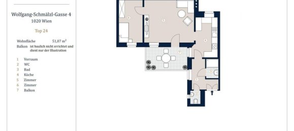 2 rooms Apartment in Leopoldstadt, Austria No. 77348 12