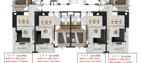 Apartamento 1+1 em Avsallar, Turkey N.º 31327 13