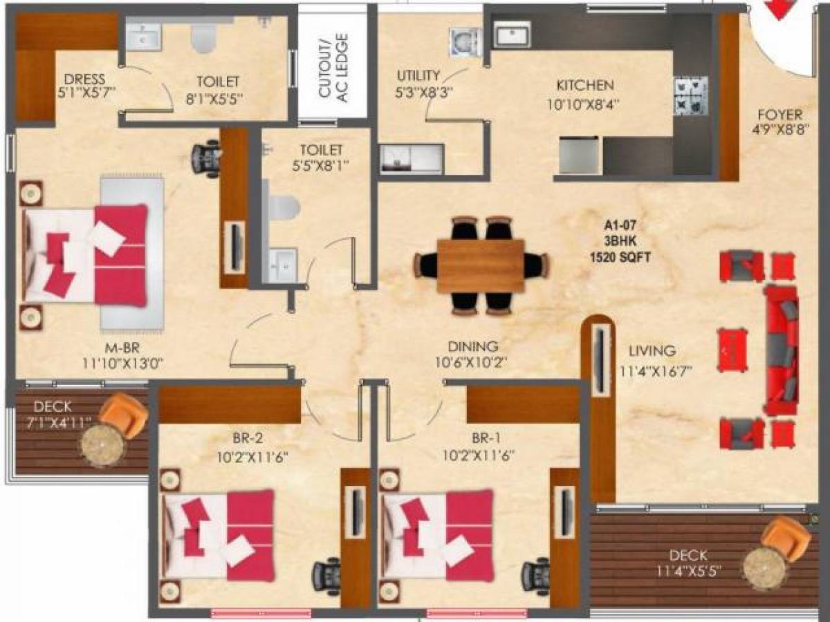 3 غرف نوم منزل في Bangalore, India رقم 43568