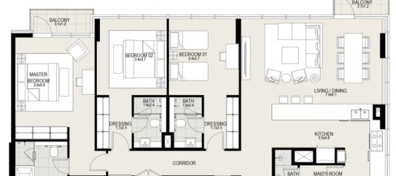 3 Schlafzimmer Wohnung in Mohammed Bin Rashid City, UAE, Nr. 57 12