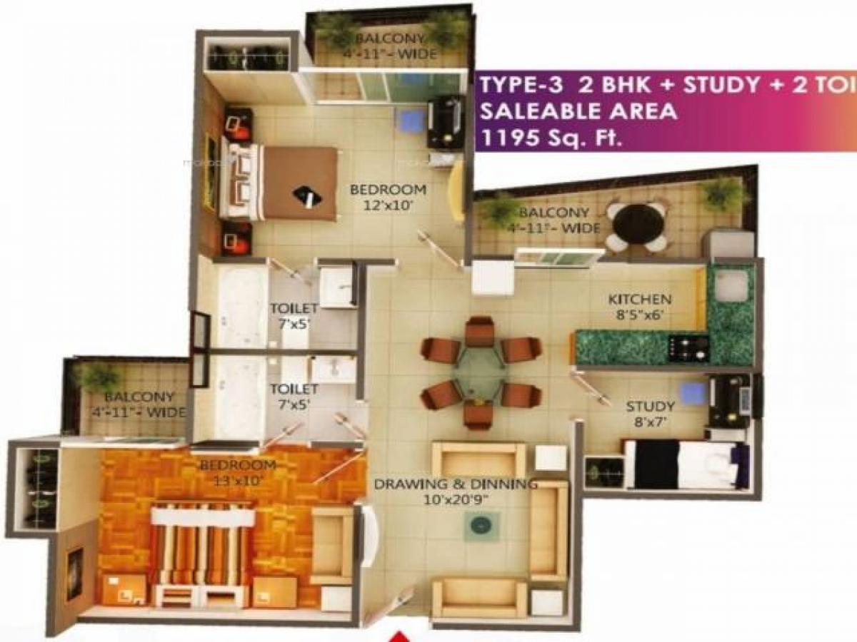 2 bedrooms House in Ghaziabad, India No. 55022