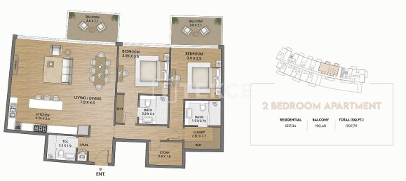 1 dormitorio apartamento en venta en Dubai, UAE № 189385 12