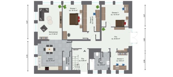 4غرفة شقة في Lorrach, Germany رقم 17608 11