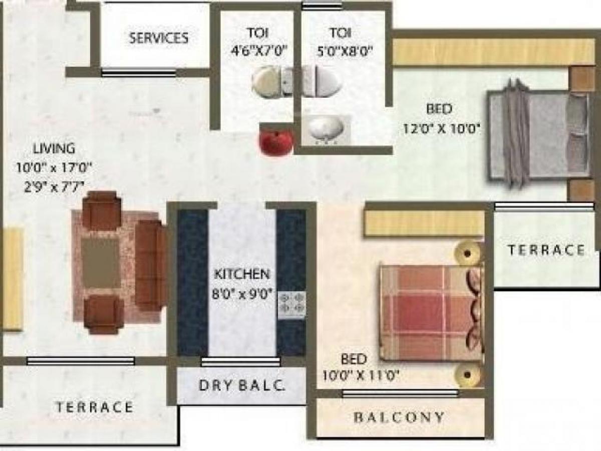 2 bedrooms House in Mumbai, India No. 62556