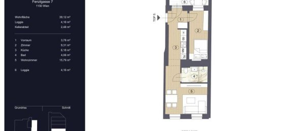 2-salle Appartement à Rudolfsheim-Funfhaus, Austria No. 217013 4