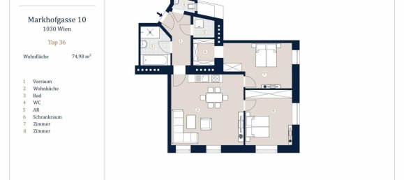 Квартира с 3 комнатами в Вена, Австрия № 226844 8