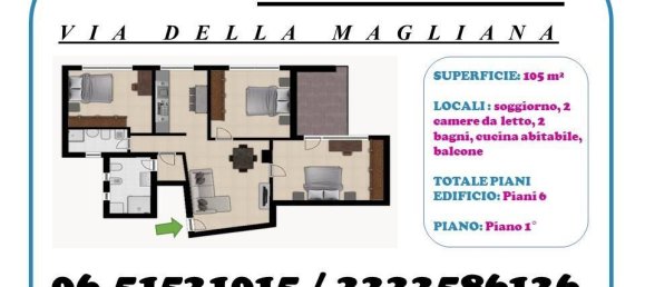 3-Zimmer Wohnung in Rome, Italy, Nr. 110711 19