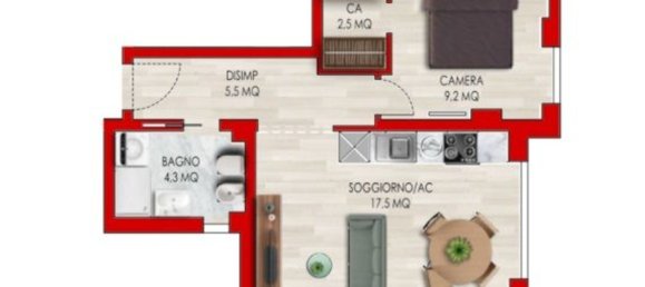 2 rooms Apartment in Rome, Italy No. 16929 10