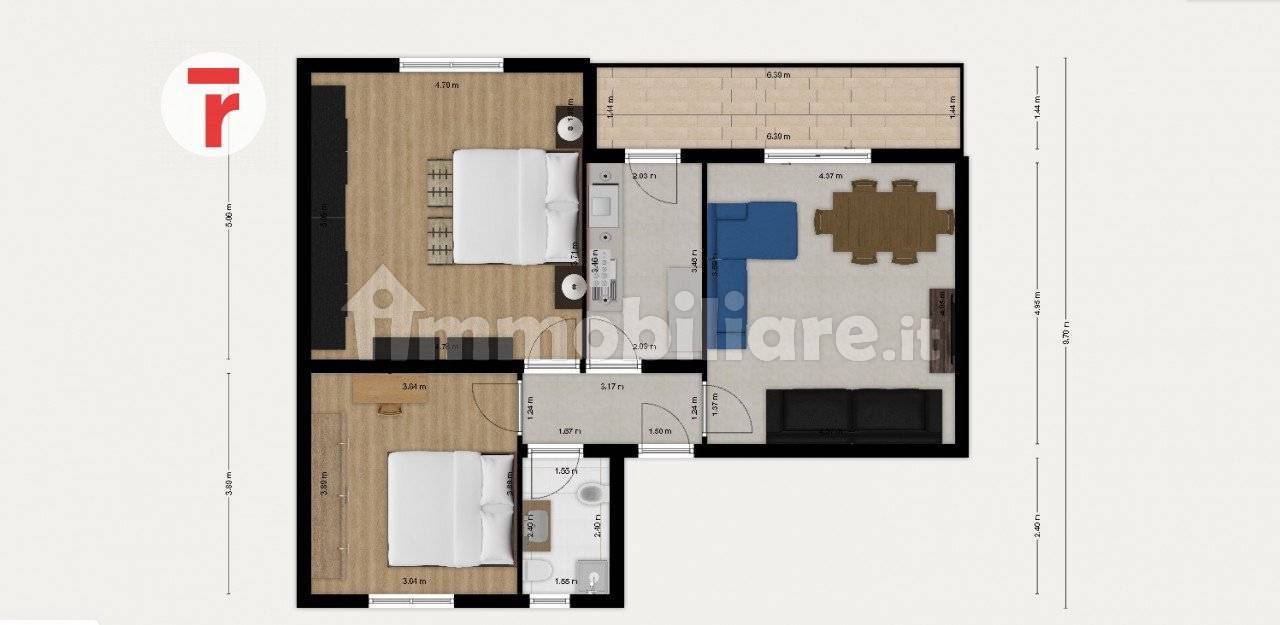 Квартира с 2 спальнями в Вигодарцере, Италия № 324315