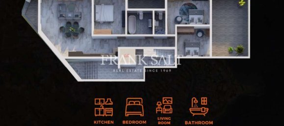 Квартира с 3 спальнями в Марсаскала, Мальта № 1132 16