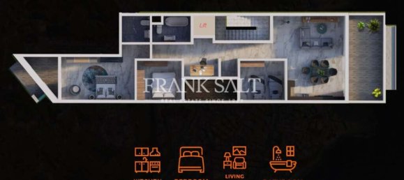 Квартира с 3 спальнями в Марсаскала, Мальта № 1132 11