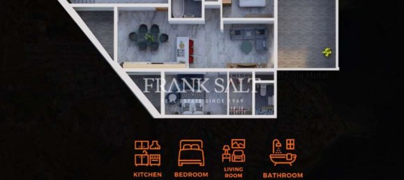 Квартира с 3 спальнями в Марсаскала, Мальта № 1132 14