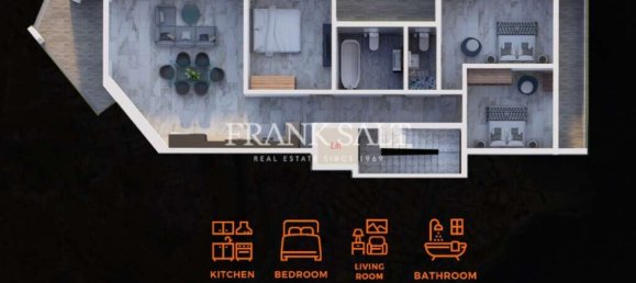 Квартира с 3 спальнями в Марсаскала, Мальта № 1132 20