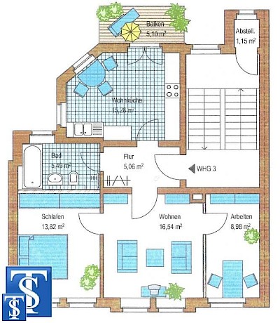Apartamento de 3 habitaciónes en Plauen, Germany No. 78903