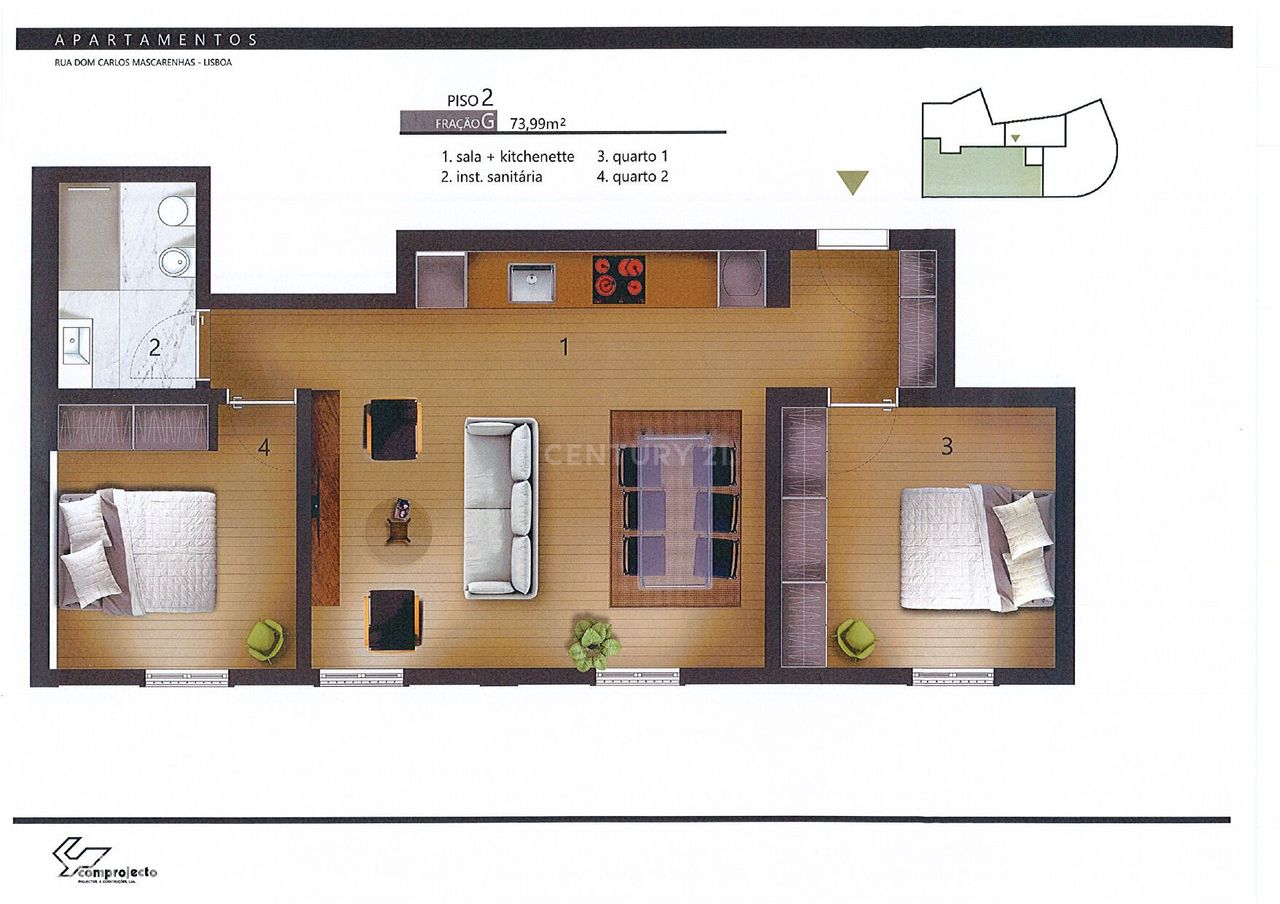 Квартира с 2 спальнями в Лиссабон, Португалия № 175631