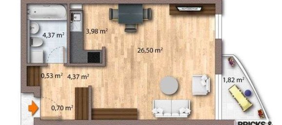 Квартира с 1 спальней в Лейпциг, Германия № 310149 4