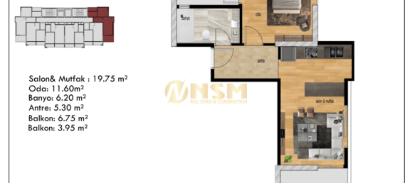 Wohnung 1+1 in Mersin, Turkey, Nr. 31050 11